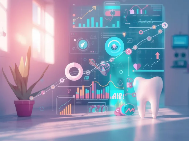 Profissional analisando estratégias de marketing odontológico digital em dashboard online