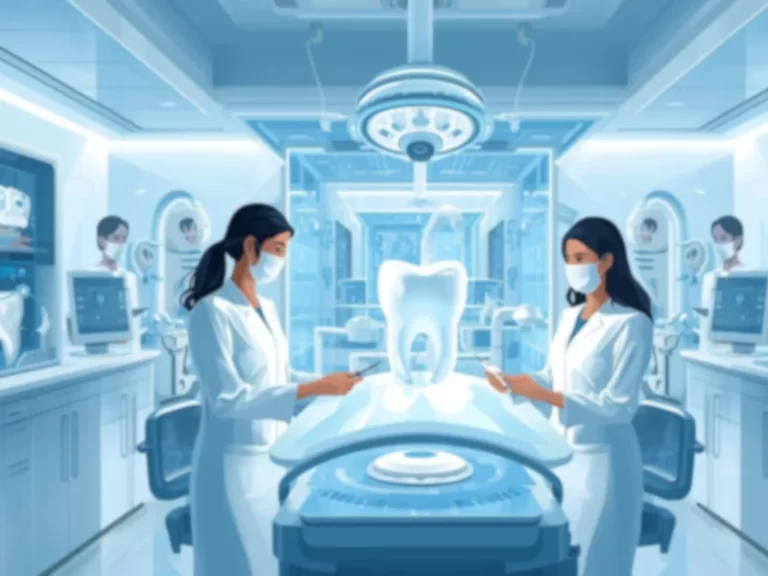 Equipe analisando dados em sistema odontológico moderno acompanhando tendências da odontologia