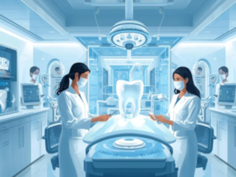 Equipe analisando dados em sistema odontológico moderno acompanhando tendências da odontologia