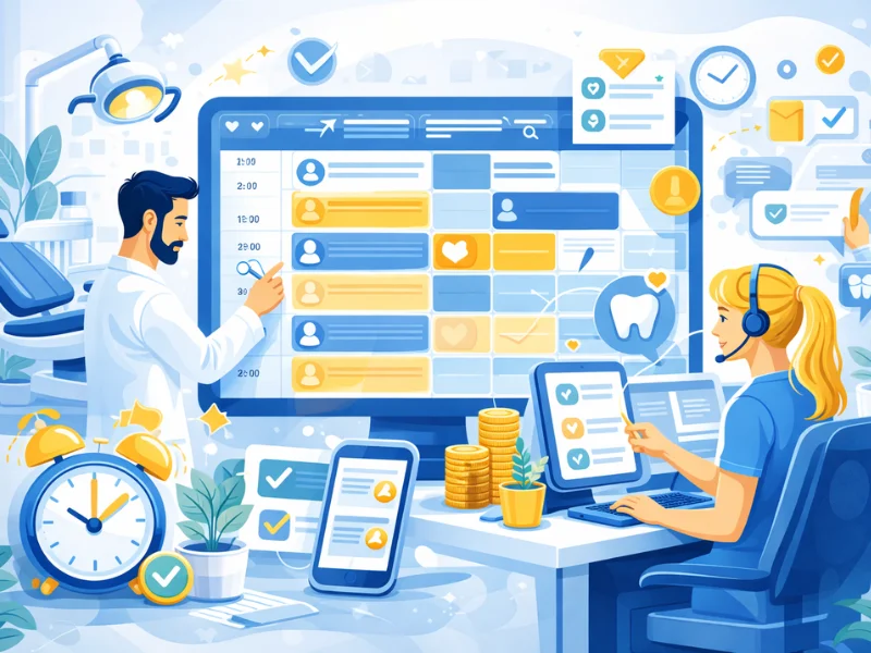 ilustração de agenda de pacientes organizada em clínica odontológica com calendário digital