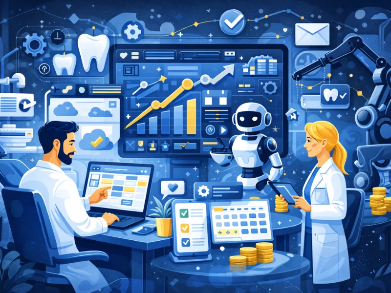 dashboard de sistema odontológico com agenda digital e automação administrativa
