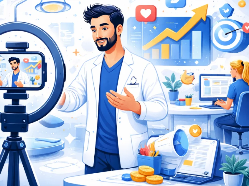 dentista criando conteúdo de marketing dentista para redes sociais na clínica