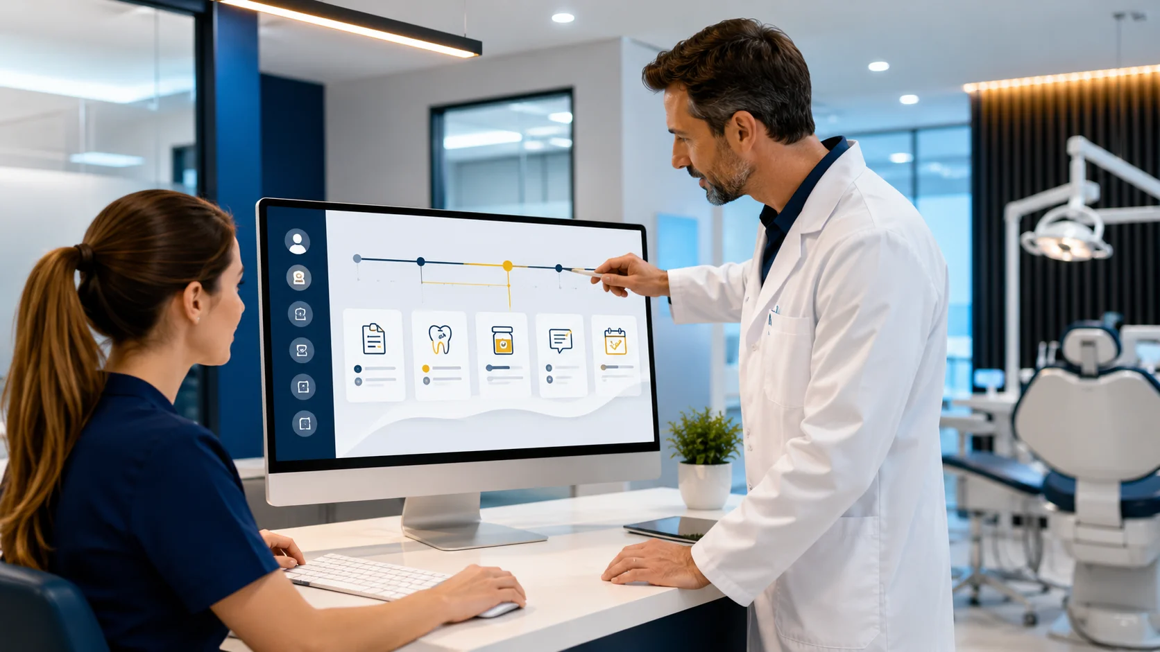 anotações no software odontológico